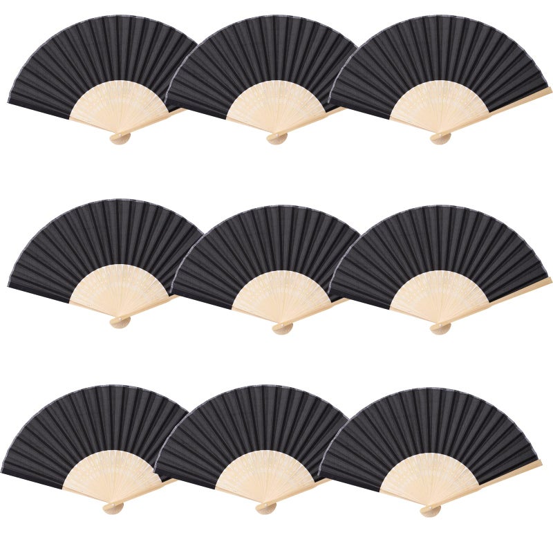 SL crafts 24pcs Imitated Silk Hand Fan Imitated Silk Fabric Bamboo Handheld Folded Fan Bridal Dancing Props Church Wedding Party Favors with Organza Bags (Aqua Blue) - Image 5
